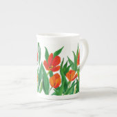 Rode tulpen porselein kop (Voorkant rechts)