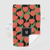 Rode tulpen retro, gepersonaliseerd monogram golfhanddoek (Insitu)