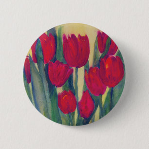 Rode tulpen ronde button 5,7 cm