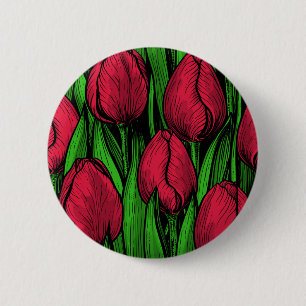 Rode tulpen ronde button 5,7 cm