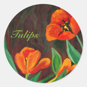 Rode tulpen ronde sticker