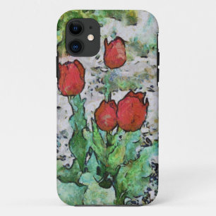 Rode tulpen schilderij iPhone 11 hoesje