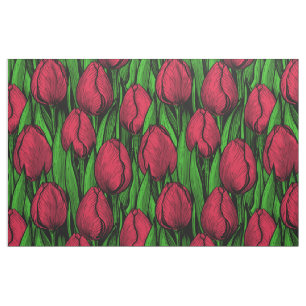 Rode tulpen stof