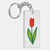Rode tulpenbloem gepersonaliseerde sleutelhanger (Voorkant Links)