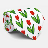 Rode tulpenbloempatroon aangepaste kleur stropdas (Opgerold)