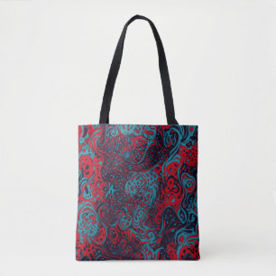 Rode Turquoise Marmer Abstract Patroon Draagtas