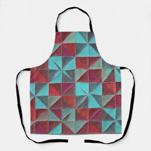 rode, turquoise, paarse en grijze quilt schort