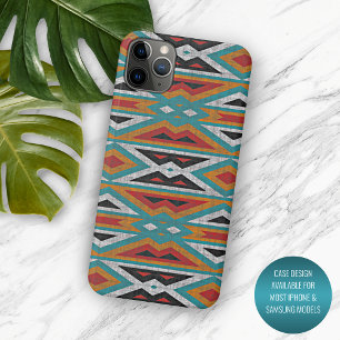 Rode Turquoise Teal Blauwe Zwarte Mozaïek Stam Kun iPhone 11 Pro Max Hoesje