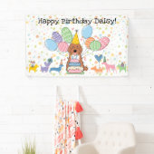 Rode Tuxedo Cockapoo Cavapoo Hond Verjaardagsfeest Spandoek (Insitu)