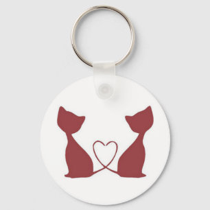 Rode Tweelingkatten Hart Staart Sleutelhanger