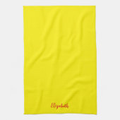 Rode Typografie Naam Geel Stevige Kleur Douane Theedoek (Verticaal)