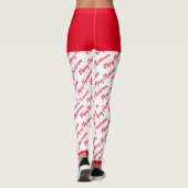 Rode Typografie Patroon Trendy Moderne Kerstmis Leggings (Achterkant)