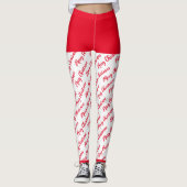 Rode Typografie Patroon Trendy Moderne Kerstmis Leggings (Voorkant)