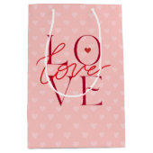 Rode Typografie Valentijnsdag Liefde Roze Harten Medium Cadeauzakje (Voorkant)
