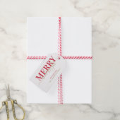 Rode typografie, vrolijk kerstfeest cadeaulabel (Met Touw)
