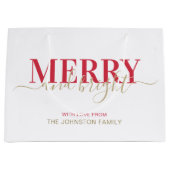 Rode typografie, vrolijk kerstfeest groot cadeauzakje (Voorkant)