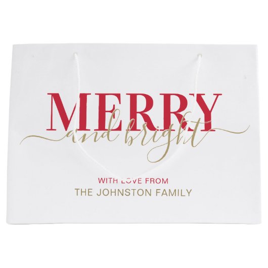 Rode typografie, vrolijk kerstfeest groot cadeauzakje (Voorkant)