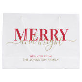 Rode typografie, vrolijk kerstfeest groot cadeauzakje (Achterkant)