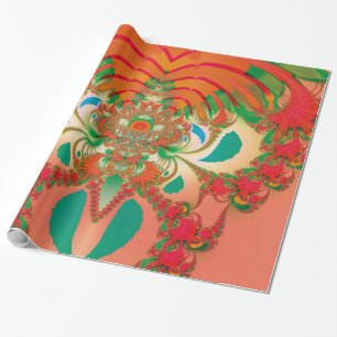 Rode Uil Fractale Abstracte Kunst Cadeaupapier