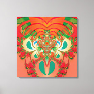 Rode Uil Fractale Abstracte Kunst Canvas Afdruk