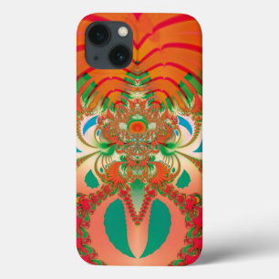 Rode Uil Fractale Abstracte Kunst iPhone 13 Hoesje