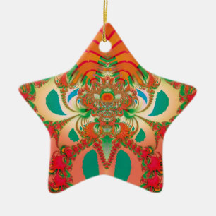 Rode Uil Fractale Abstracte Kunst Keramisch Ornament