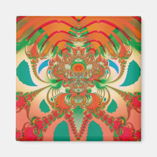Rode Uil Fractale Abstracte Kunst Magneet