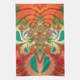 Rode Uil Fractale Abstracte Kunst Theedoek