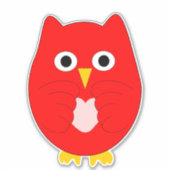 Rode Uil Ontwerp Sticker (Voorkant)
