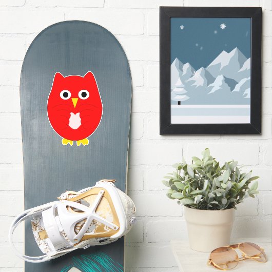 Rode Uil Ontwerp Sticker (Snowboard)