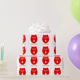 Rode Uil Ontwerp Verjaardagscadeau Cadeaupapier