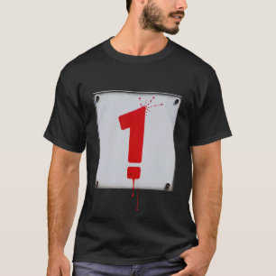 Rode uitroepteken met Spletters van verf T-shirt