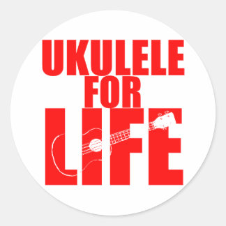 Rode Ukulele Ronde Sticker