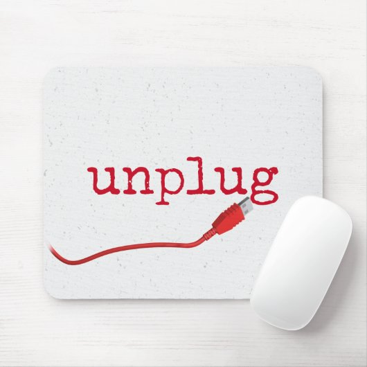 Rode USB-kabel met UNPLUG-tekst Muismat (Met muis)