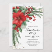 Rode Vakantie Botanische Kerstmis Partij Kaart (Voorkant)