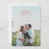 Rode vakantie geruite foto kerst Kaart (Voorkant)