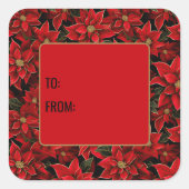 Rode Vakantie Kerstmis Poinsettia Gift Label (Voorkant)