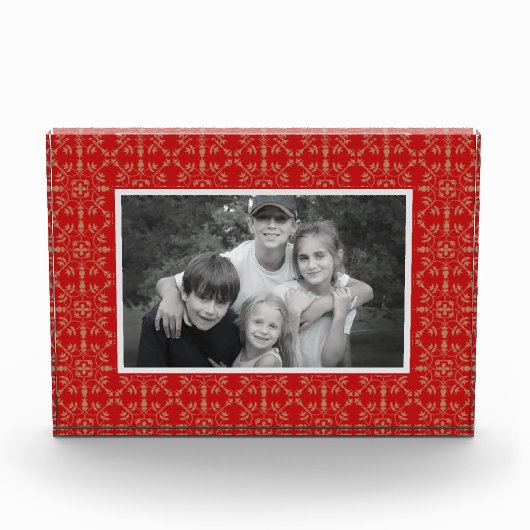 Rode Vakantiepatroon Aangepast Fotoblokken (Voorkant)