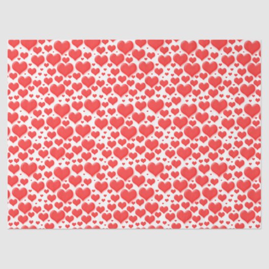 Rode Valentijn Harten Drijvend Patroon Tissuepapier (Voorkant)