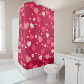 Rode Valentijn hartenpatroon Douchegordijn (In situ)