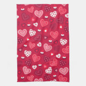 Rode Valentijn hartenpatroon Theedoek (Verticaal)