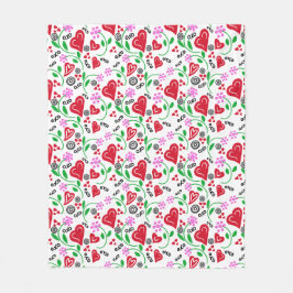 Rode Valentijn hoort roze bloemen Fleece Deken