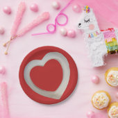 Rode Valentijn met centrum wit 3D hart Papieren Bordje (Feest)