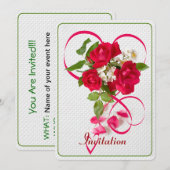 Rode Valentijn Rozen Lint & Hart Foto Kaart (Voorkant / Achterkant)