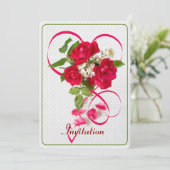 Rode Valentijn Rozen Lint & Hart Foto Kaart (Staand voorkant)