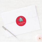 Rode Valentijnsdag Alien Monster School Ronde Sticker (Envelop)