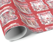 Rode Valentijnsdag Café Romantisch Cadeaupapier (Rol Hoek)