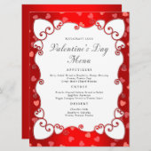  rode Valentijnsdag roze harten rand Menu (Voorkant / Achterkant)