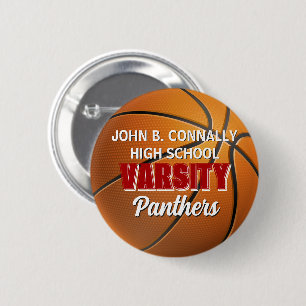 Rode Varsity Basketbal Aangepaste Hoge School Ronde Button 5,7 Cm
