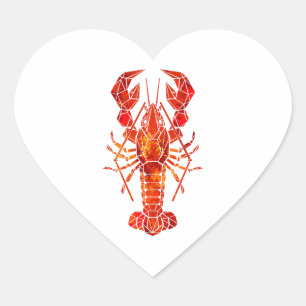 Rode veelhoekige kreeft hart sticker